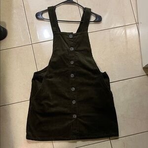 Stylish Military Green Corduroy Pinafore Dress